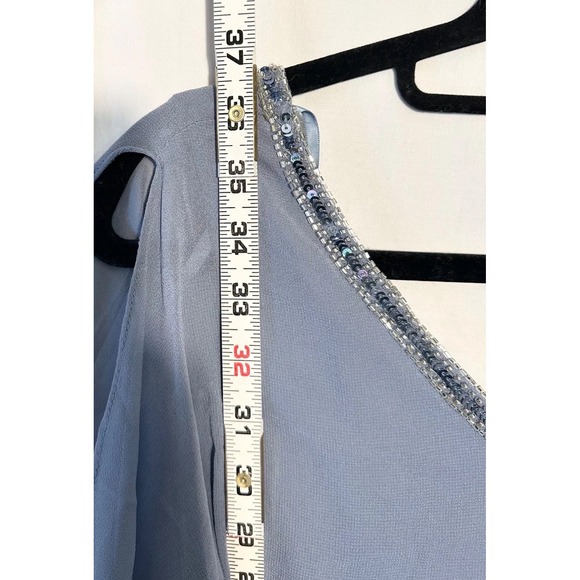 J Kara‎ Dress Caplet V-Neck Short Cocktail Beaded Dress Size 8 Dusty Blue NWT - Picture 3 of 6